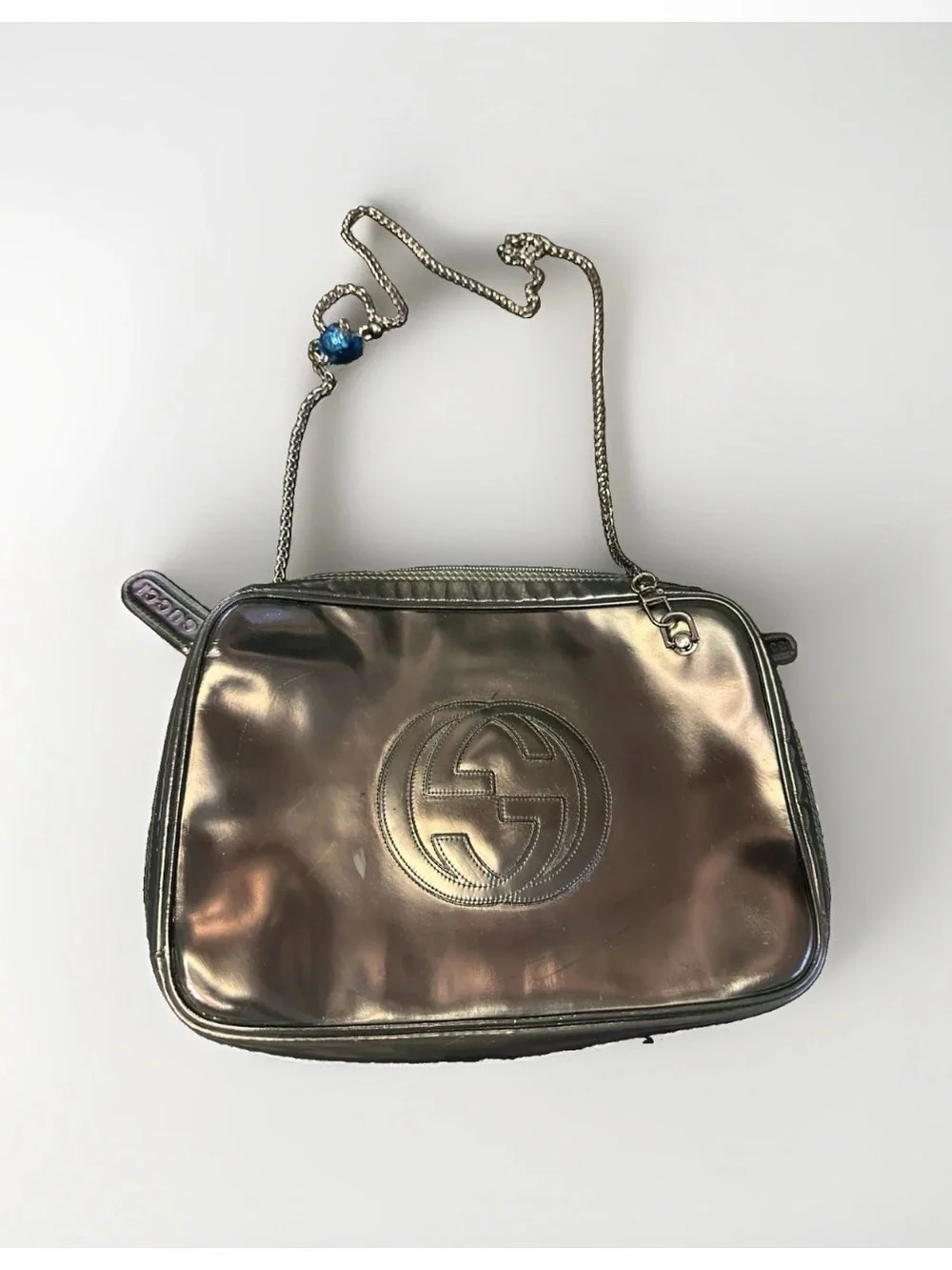 Gucci Black Patent Leather Wristlet/Crossbody Bag
